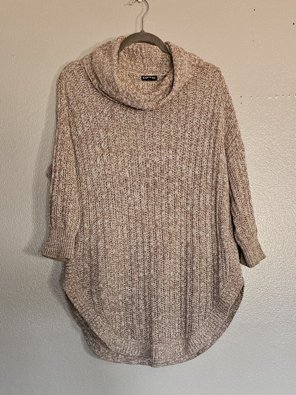 Express Cream Knit Cowl Neck Sweater